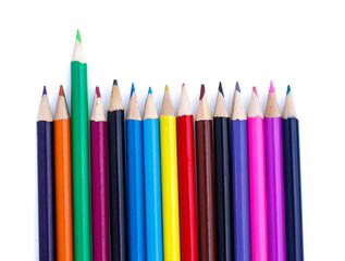 Color pencils isolated on white background.
