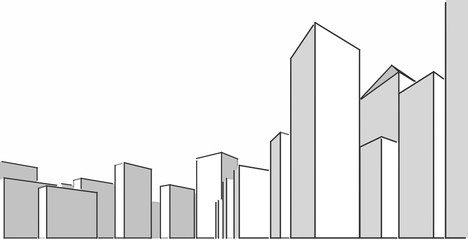 Cityscape modern architecture The scenery of the city, high-rise buildings, lines that show the modern, Sketch style. Illustration.