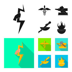 Vector design of deity and antique symbol. Collection of deity and myths vector icon for stock.