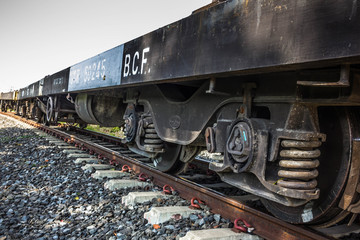 Two railway tracks merge together.