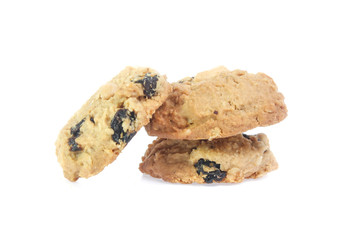 Chocolate chips cookies isolated on white