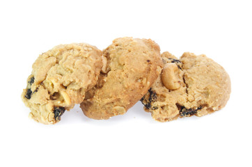 Chocolate chips cookies isolated on white