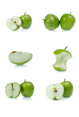 Green apple collection isolated on white background (set)