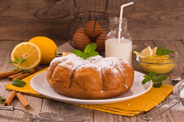 Cake with lemon cream filling.