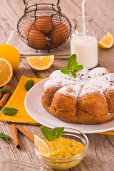 Cake with lemon cream filling.