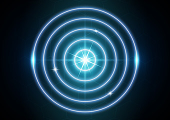 Glowing neon target icon isolated on dark background. The concept of success.