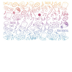 Theatre vector illustration. Entertaiment, cinema, stage, event. Background for banners, posters.