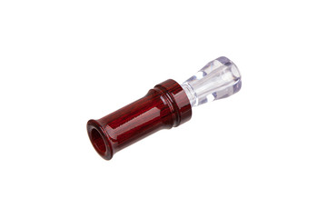 Hunting decoy on a white background. Decoy duck. Hunting duck call isolated on white back.