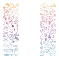 Theatre vector illustration. Entertaiment, cinema, stage, event. Background for banners, posters.