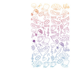 Theatre vector illustration. Entertaiment, cinema, stage, event. Background for banners, posters.