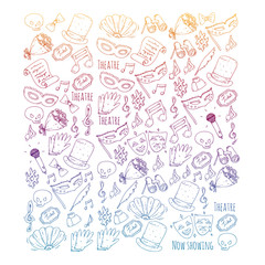 Theatre vector illustration. Entertaiment, cinema, stage, event. Background for banners, posters.