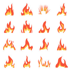 Vector illustration of fire and red sign. Set of fire and campfire vector icon for stock.