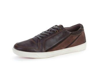 Casual male leather shoes isolated on white background