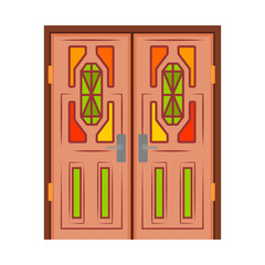 Isolated object of door and wooden sign. Collection of door and entrance vector icon for stock.