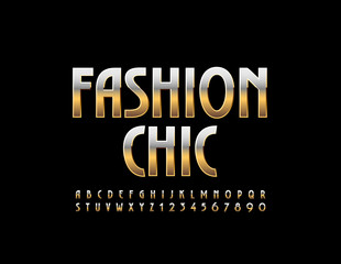 Vector elite logo Fashion Chic with premium Uppercase Font. Luxury Golden Alphabet Letters and Numbers