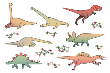 the vector set of dinosaurs.