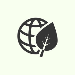 Ecology globe with leaf icon. New trendy ecology vector illustration vector.