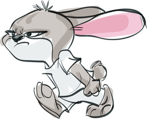 Angry rabbit, vector graphic, sweet illustration.