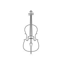 Classical cello black and white icon. Isolated Vector String ill.