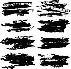 Black paint brush strokes, dirty inked grunge art brushes. Creative sketch brush stroke, illustration of brush stain line