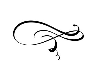 Vintage swirl calligraphic flourish, vector divider ornament design. Illustration for book, greeting card, wedding invitation, Valentines Day