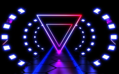 abstract background neon tunnel. 3d illustration