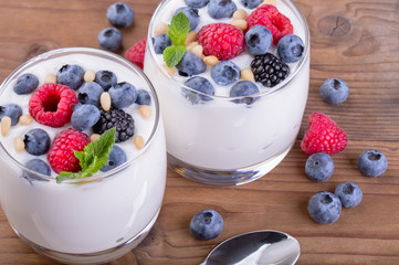 natural Greek yogurt and wild berries