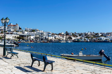 Fototapeta na wymiar Greek Islands. View of the port of Gavrio (Andros Island, Cyclades, Greece).