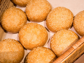 fresh and juicy buns on the counter