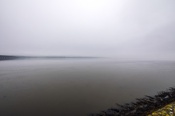 Old bridge and picturesque Scotland morning landscape.