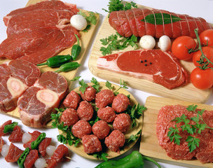 Assorted meat.