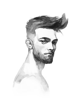 Watercolor portrait of man