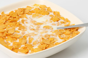 Corn Flakes Plate with Milk
