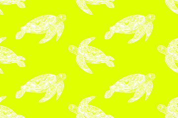 Pattern of swimming turtles. Vintage design