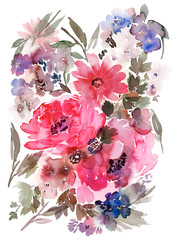 Floral background for cards, invitations. Summer abstract flowers.