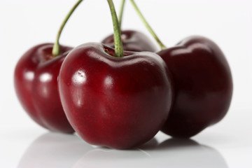 cherries on white
