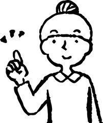 Monochrome Illustration of a Upper body of woman face and pose