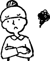 Monochrome Illustration of a Upper body of woman face and pose