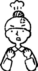 Monochrome Illustration of a Upper body of woman face and pose
