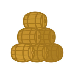 Wooden barrel pile isolated. cask vector illustration 