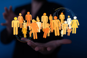 Diverse business team succes, network icons