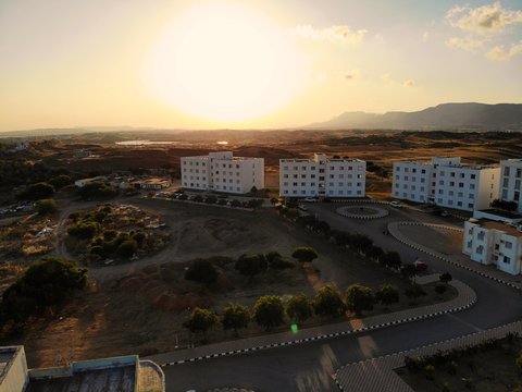 The Turkish part of North Cyprus. Great view from above, Campus and dormitory of Yakin Dogu University, Nikosia. Created by Drone.