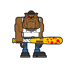 Hooligan dog. bully bulldog. ruffian pet. Vector illustration