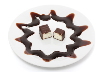 soft chocolate-covered candy filled with soft meringue