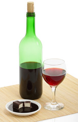 Red Wine and Chocolate Candy. Isolated with clipping path. 
