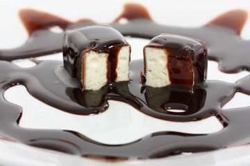 soft chocolate-covered candy filled with soft meringue