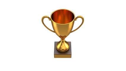 3D render of Gold Trophy Cup isolated on white