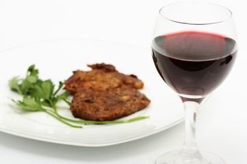 grilled beef steak with red wine