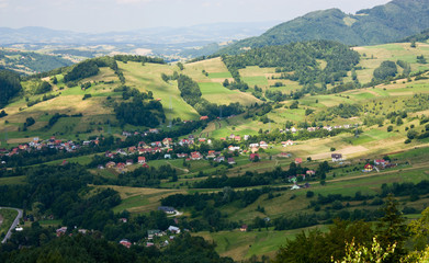 Fototapeta na wymiar Kokuszka Village. Beskids Mountains, Poland.