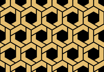 Obraz premium Abstract geometric pattern. A seamless vector background. Gold and black ornament. Graphic modern pattern. Simple lattice graphic design